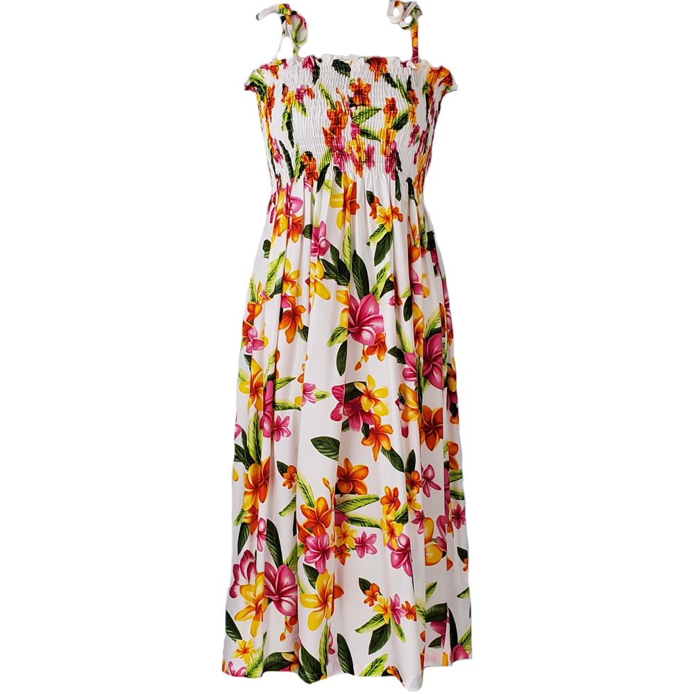 Tube Top Dress Happy Plumeria White