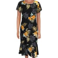 Hawaiian Dress Fern Hibiscus Black 701-3R-FH-Black