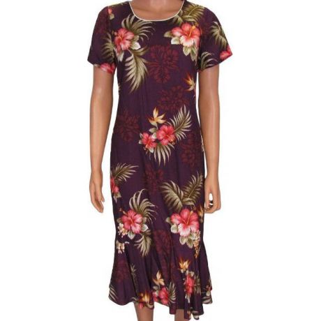 Hawaiian Dress Fern Hibiscus Purple 701-3R-FH-Purple