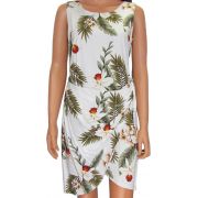 Hawaiian Sarong Dress Hawaiian Orchid in White