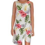 Hawaiian Sarong Dress Monstera in Cream