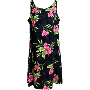 Short Tank Strap Hawaiian Dress Orchid Fern Black-902R