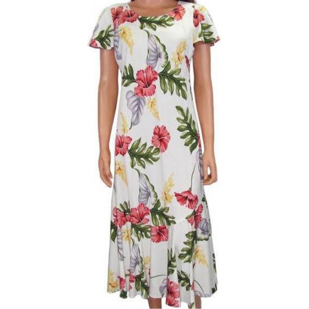 Hawaiian Dress Monstera Cream